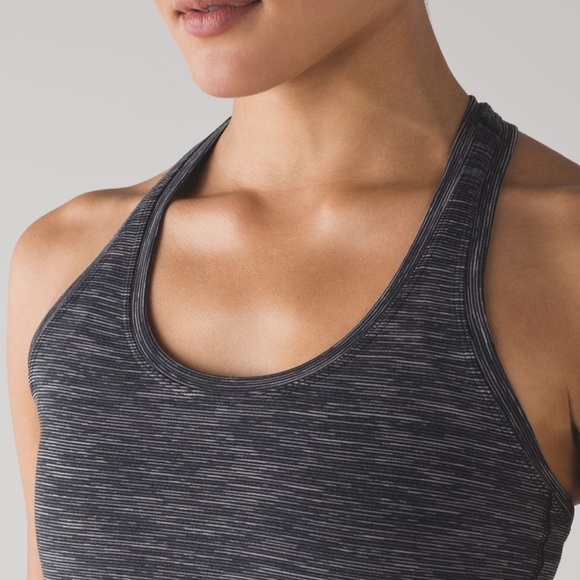 𝅺LULULEMON Cool Racerback Heathered Grey/Black Tank Top - Picture 11 of 12
